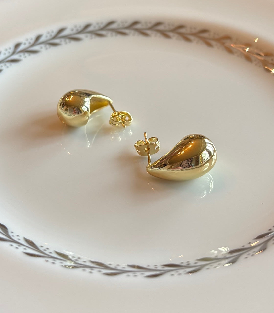 Golden Tear Drop Earrings